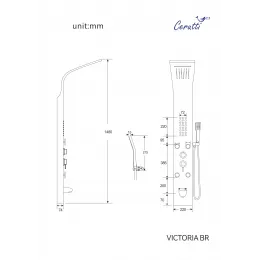 Панель душевая из нержавеющей стали, с форсунками Ceruttispa CT9980, матовая нержавеющая сталь, VICTORIA BR