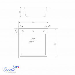 Кухонная мойка Ceruttispa ГЛОРИЯ (GLORIA) 5045B nano black (графит) из нержавеющей стали (500х450х220)