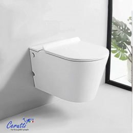 Унитаз подвесной Ceruttispa АРГЕНТЕРА (ARGENTERA) Aria Pulse CT10590 с функцией импульсного смыва (585х360х330), БЕЗ РАМЫ