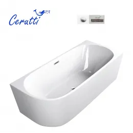 Акриловая ванна отдельностоящая Ceruttispa АМИ (AMI) R (правая) белая, со сливом-переливом (1700x750x560)