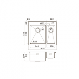 Omoikiri Akisame 60-2-L-IN нерж. сталь/нержавеющая сталь
