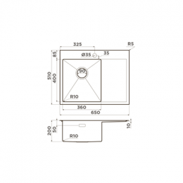 Omoikiri Akisame 65-L-GM нерж. сталь/вороненая сталь