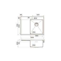 Omoikiri Akisame 65-R-GM нерж. сталь/вороненая сталь