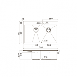 Omoikiri Akisame 78-2-R-GM нерж. сталь/вороненая сталь
