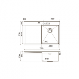 Omoikiri Akisame 78-R-GM нерж. сталь/вороненая сталь