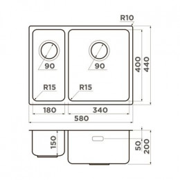 Omoikiri Tadzava 58-2-U/I-R Ultra 15-IN нерж. сталь/нержавеющая сталь