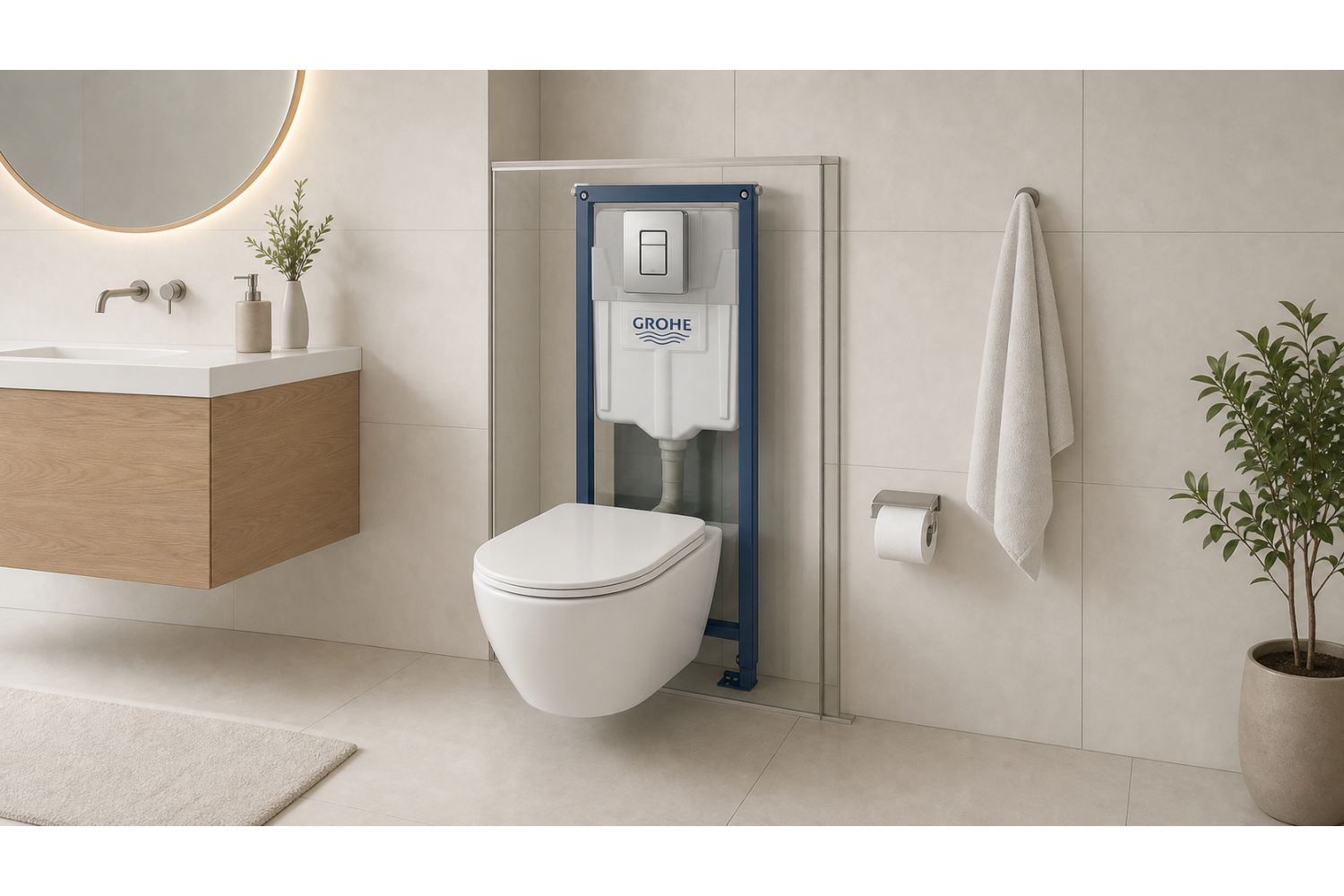 Комплект инсталляции GROHE Rapid SL 3 в 1 с подвесным унитазом Azario Grado: надежность и комфорт