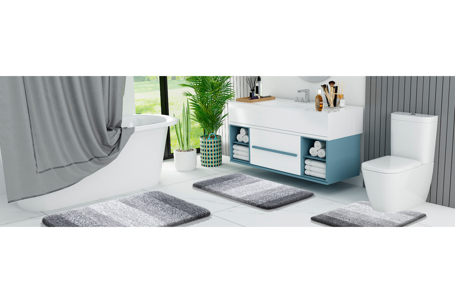 Наборы ковриков для ванной и туалета из микрофибры