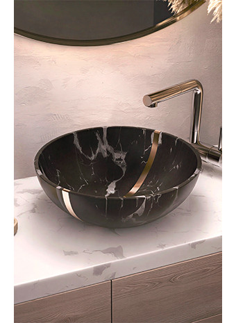 Раковина Omoikiri Hitomi BL Marble 4972077 Natceramic в черном мраморе