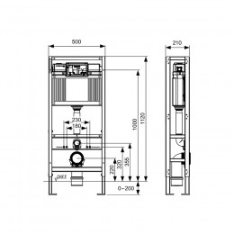 Инсталляция для подвесного унитаза TECE TECEprofil 9500393, отдельностоящая, с двойной рамой, высота 1120 мм