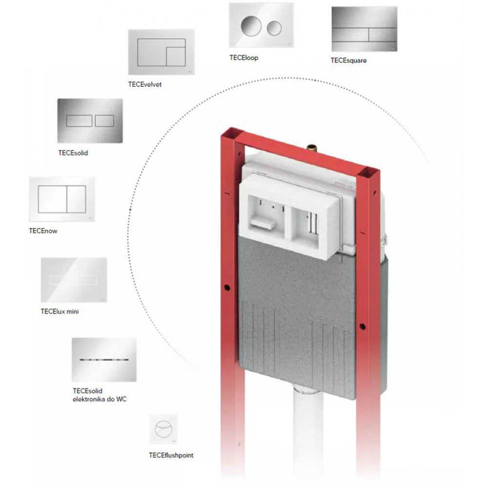 Узкая инсталляция TECE TECEbase для подвесного унитаза, с бачком, ширина 320 мм, высота 1120 мм, 9400440