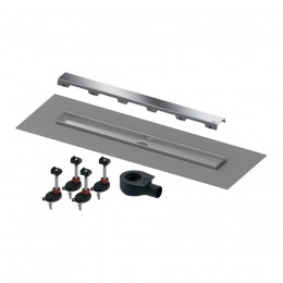 Комплект, TECE, TECEdrainline, для монтажа дренажного канала, с декоративной панелью "Steel ll", с мембраной, длина-711 мм, цвет-сатин