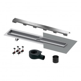 Комплект, TECE, TECEdrainline, для монтажа дренажного канала, с декоративной панелью "Steel ll", с мембраной, длина-711 мм, цвет-сатин