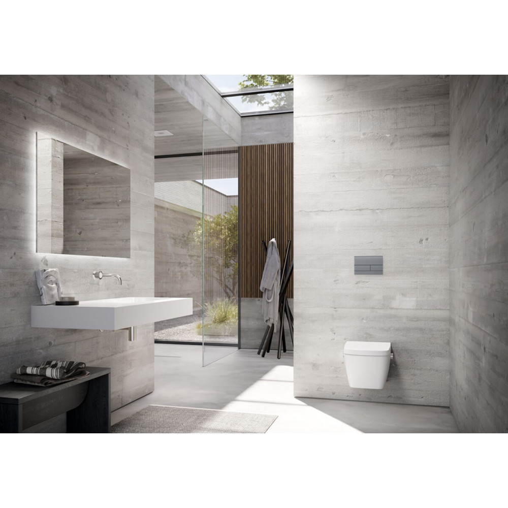 TECE 9240826 TECEsquare II Панель смыва унитаза для системы с двойным смывом, материал матовое стекло, цвет серый