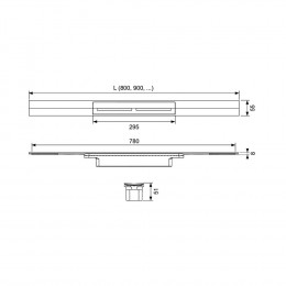 ТЕСЕ Профиль для душа TECE TECEdrainprofile 670800 (80 см сатин)