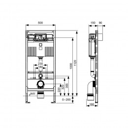 Инсталляция для подвесного унитаза TECE TECEprofil Uni 2.0 9300302