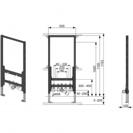 Инсталляция TECE TECEprofil (h = 1120 мм) для установки подвесного биде 9330000