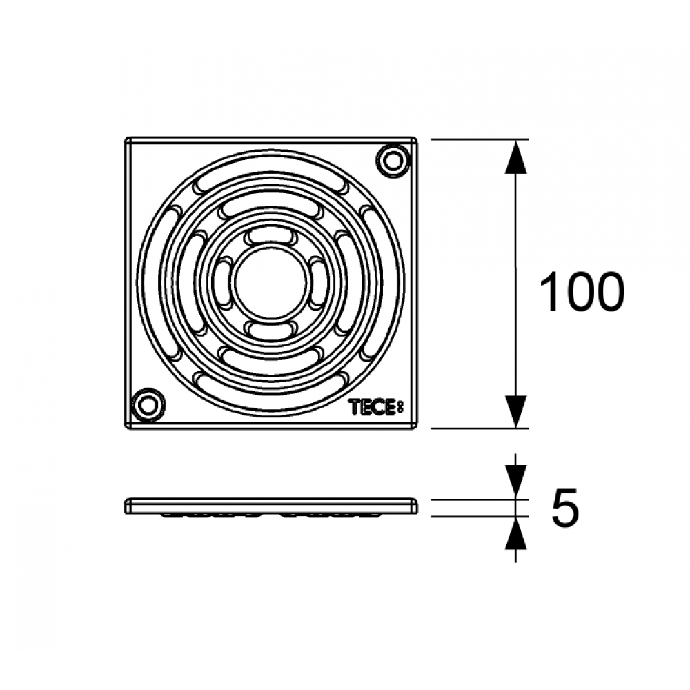 Дизайн-решетка, TECE, Drainpoint S, 100, цвет-полированная нержавеющая сталь