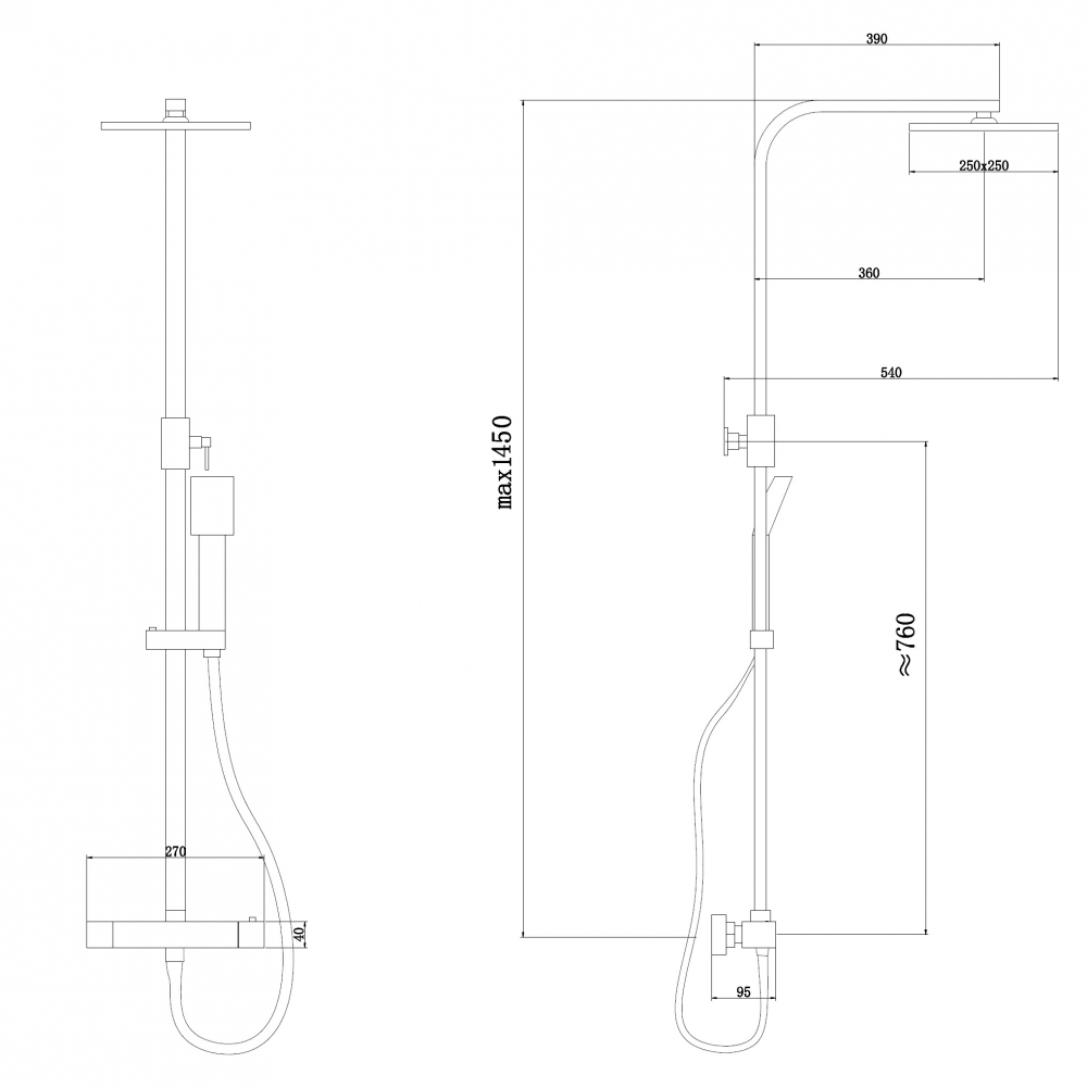 Душевая стойка с термостатом, без излива, хром, ABBER Daheim AF8260L