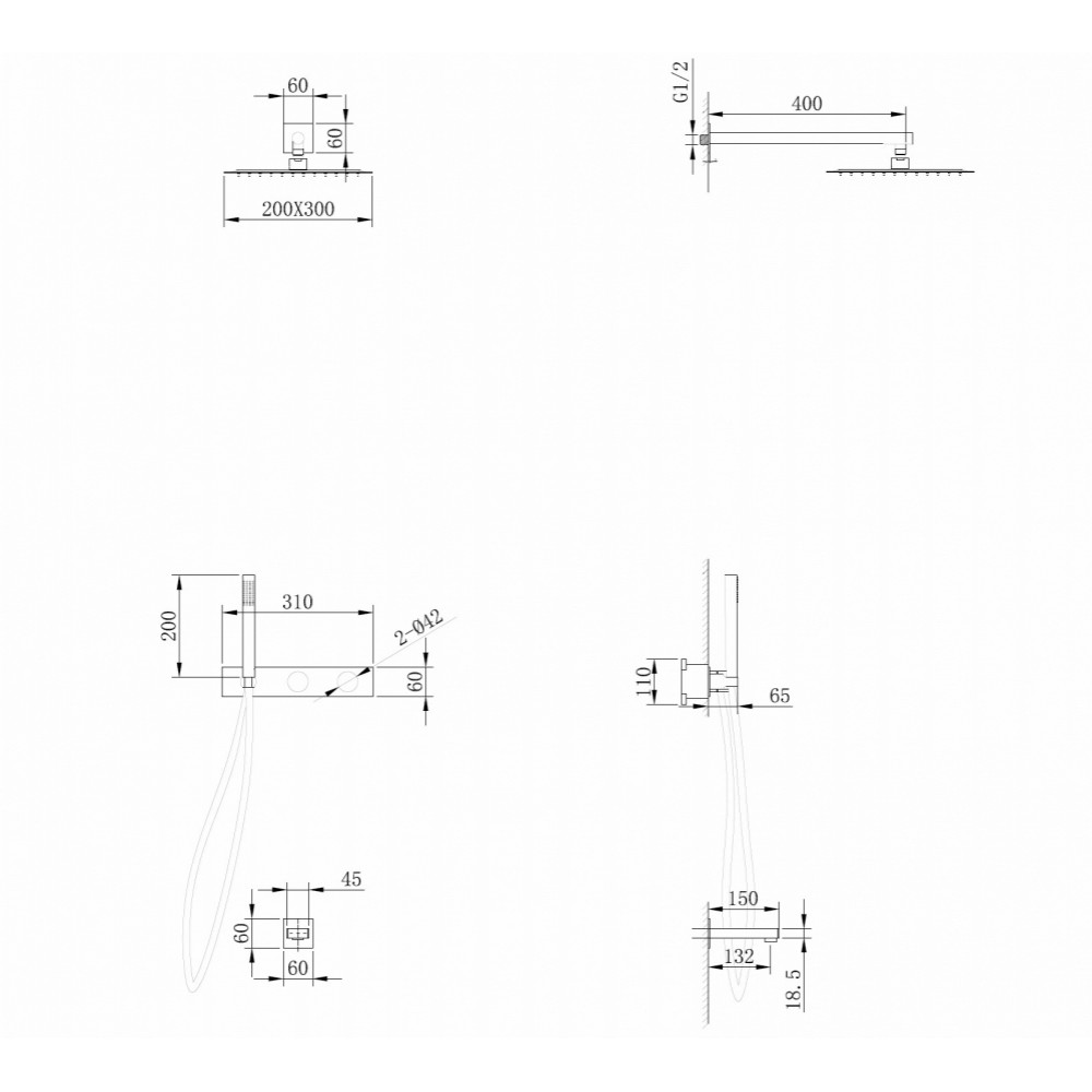 Душевая система ABBER Rund AF8717G скрытого монтажа с изливом, золотое матовое