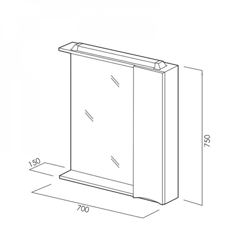 Зеркальный шкаф BELBAGNO MARINO-SPC-700/750-1A-BL-P