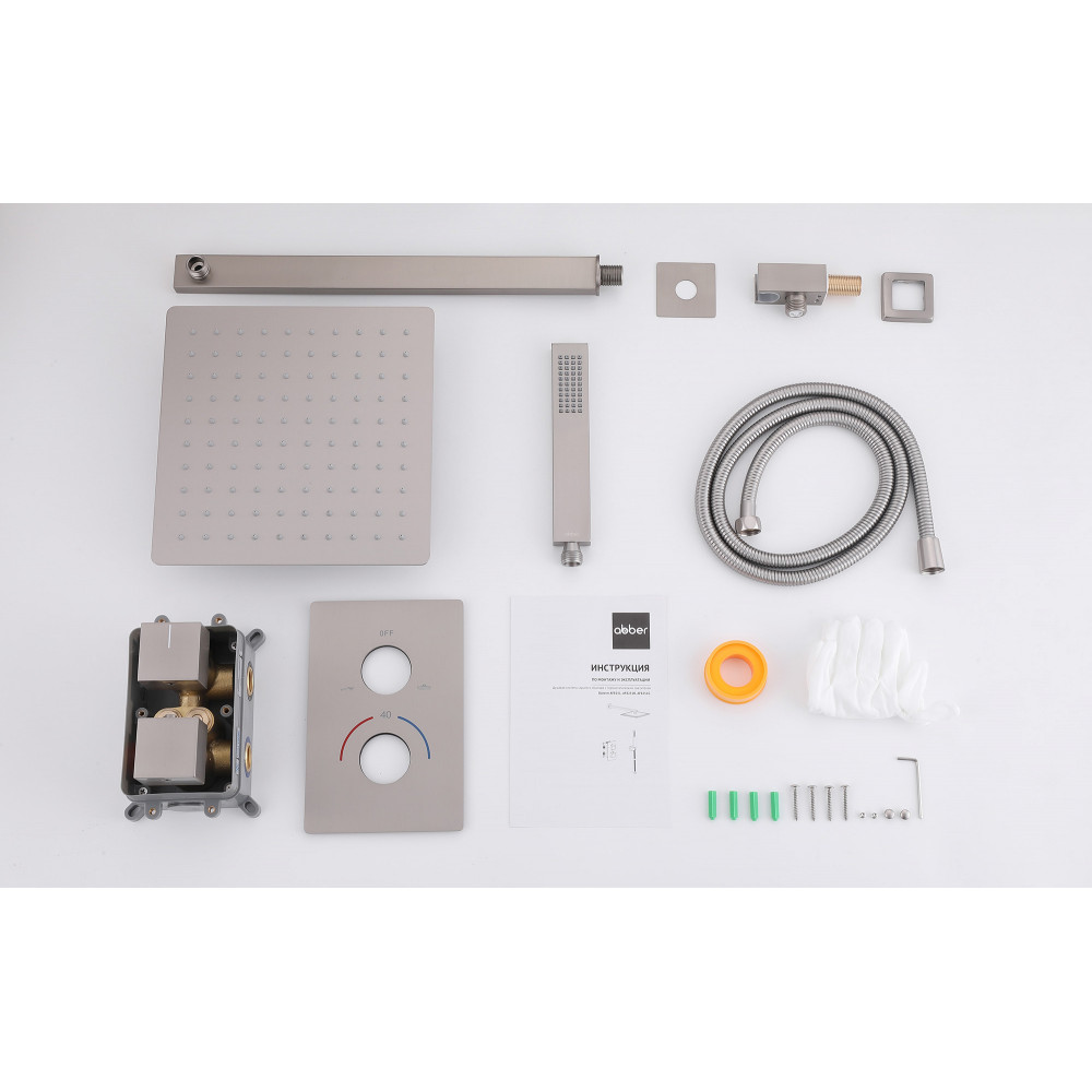 Душевая система ABBER Daheim AF8251SP скрытого монтажа без излива, термостат, сатин