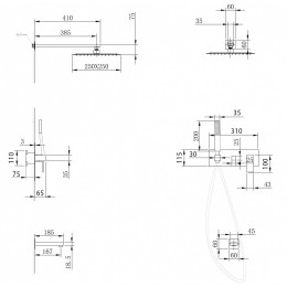 Душевая система ABBER Daheim AF8217G скрытого монтажа с изливом, золото матовое