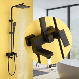 Душевая стойка с изливом, черная матовая, ABBER Daheim AF8216B