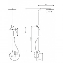 Душевая стойка с изливом, черная матовая, ABBER Daheim AF8216B