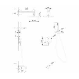 Душевая система ABBER Wasser Kreis AF8117G скрытого монтажа с изливом, золото матовое