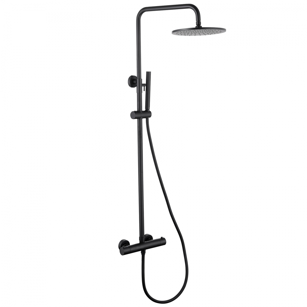 Душевая стойка с термостатом, без излива, черная матовая, ABBER Wasser Kreis AF8160B