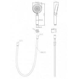 Ручной душ пятирежимный со шлангом и держателем BELBAGNO BB-DFS-5-CRM