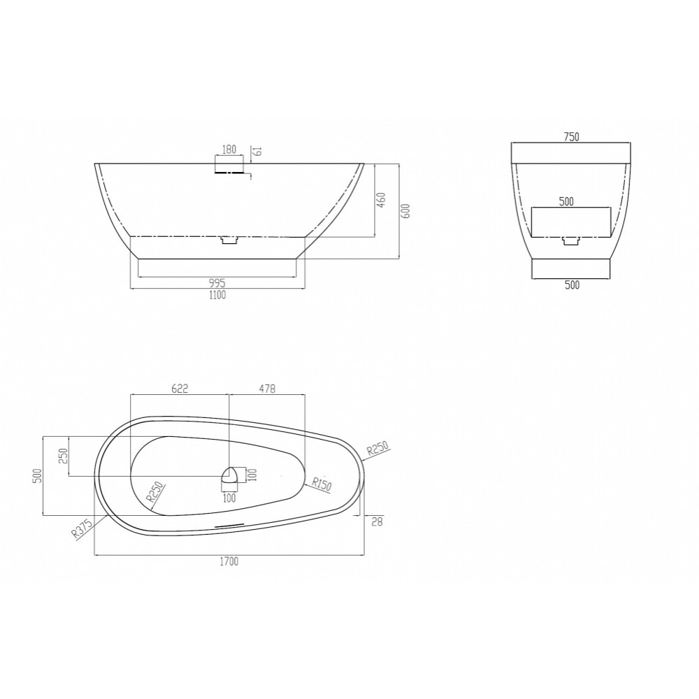 Ванна из искусственного камня ABBER Dortmund AM9911MBG темно-зеленая матовая