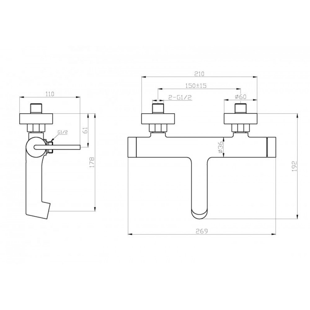 Смеситель для ванны и душа BELBAGNO ACQUA-VASM
