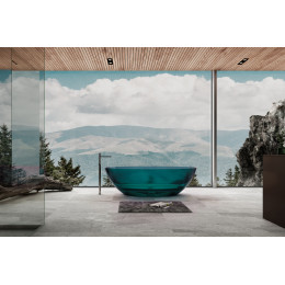 Прозрачная ванна ABBER Kristall AT9702 Aquamarin, 180х85 см, отдельностоящая, овальная, бирюзовая