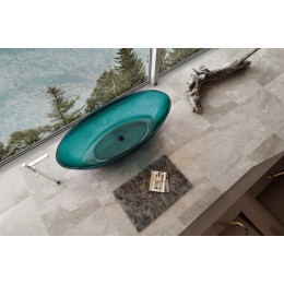 Прозрачная ванна ABBER Kristall AT9702 Aquamarin, 180х85 см, отдельностоящая, овальная, бирюзовая