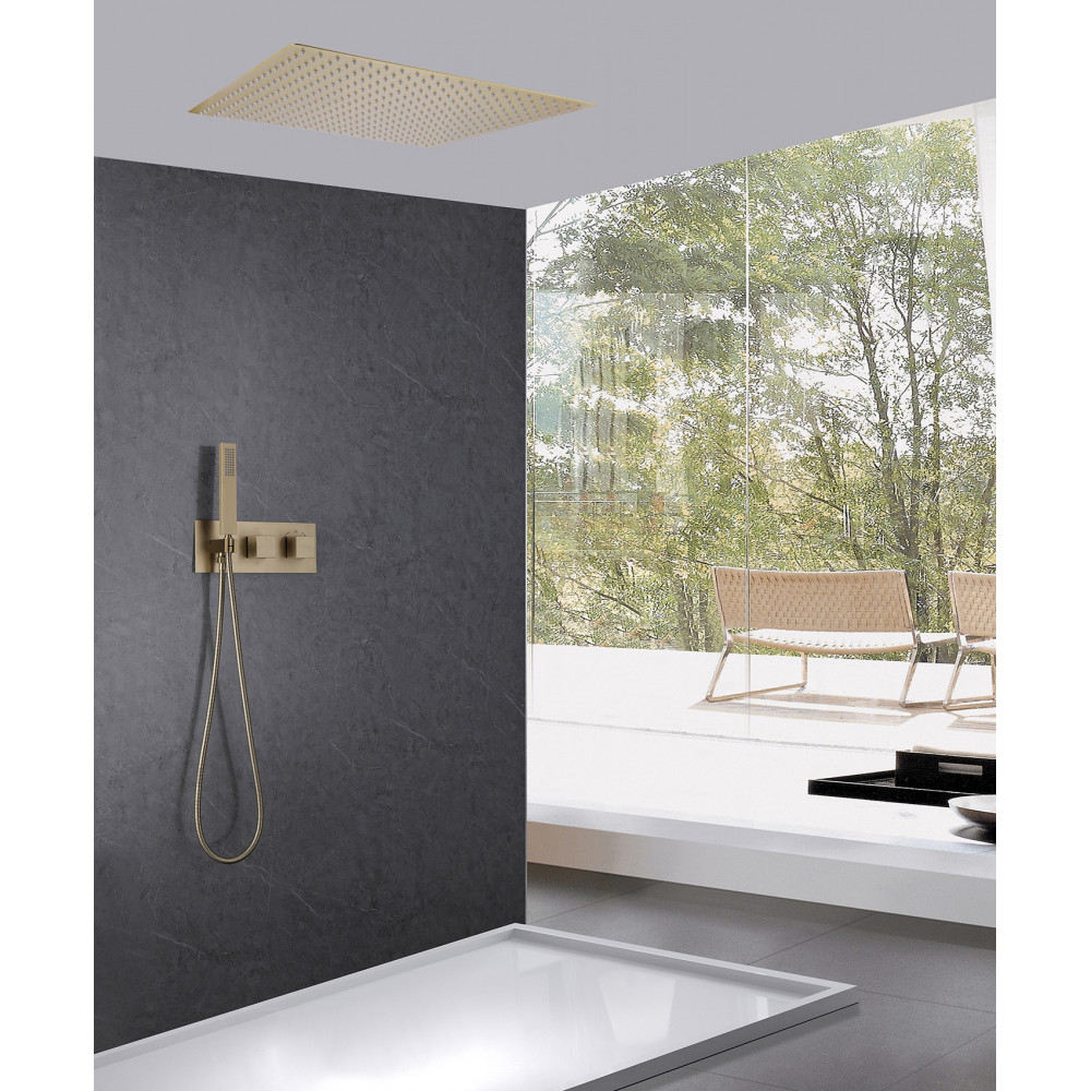 Душевая система ABBER Daheim AF8255G скрытого монтажа без излива, термостат, золото матовое