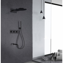 Душевая система ABBER Wasser Kreis AF8150B скрытого монтажа с изливом, термостат, черная матовая