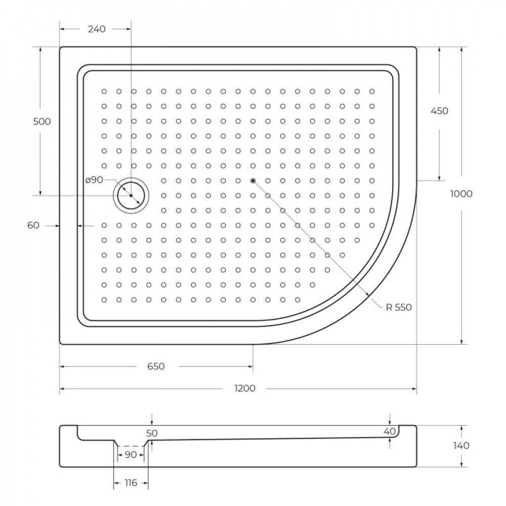 АКРИЛОВЫЙ ПОДДОН CEZARES TRAY-A-RH-15-W