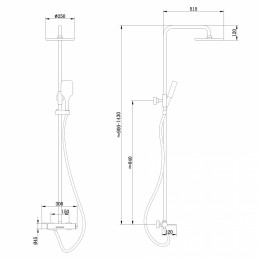 Душевая стойка с изливом, золото матовое, ABBER Emotion AF8816GL