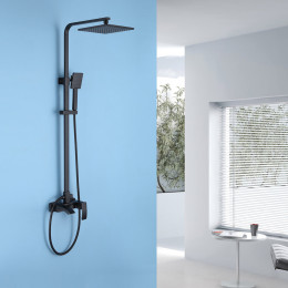 Душевая стойка с изливом, черная матовая, ABBER Wasserfall AF8616B