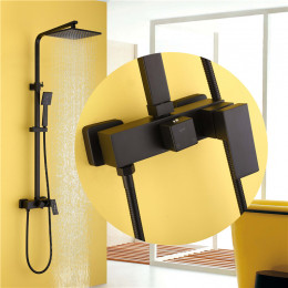 Душевая стойка без излива, черная матовая, ABBER Daheim AF8220B