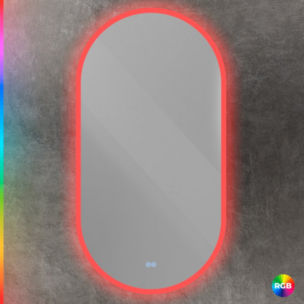 Зеркало ELLISSE с контурной разноцветной подсветкой RGB и сенсорным выключателем