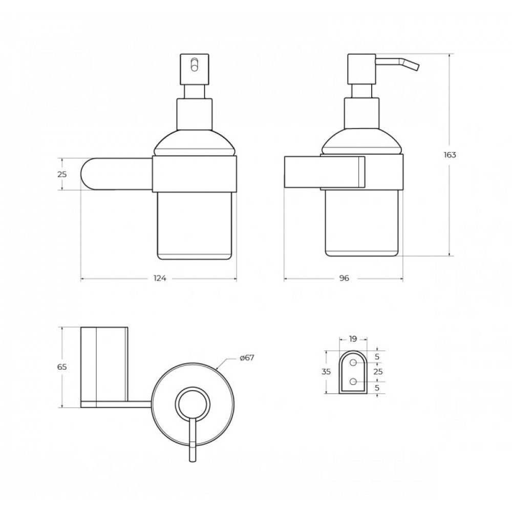 Диспенсер для мыла подвесной CEZARES STYLUS-SOIS-V