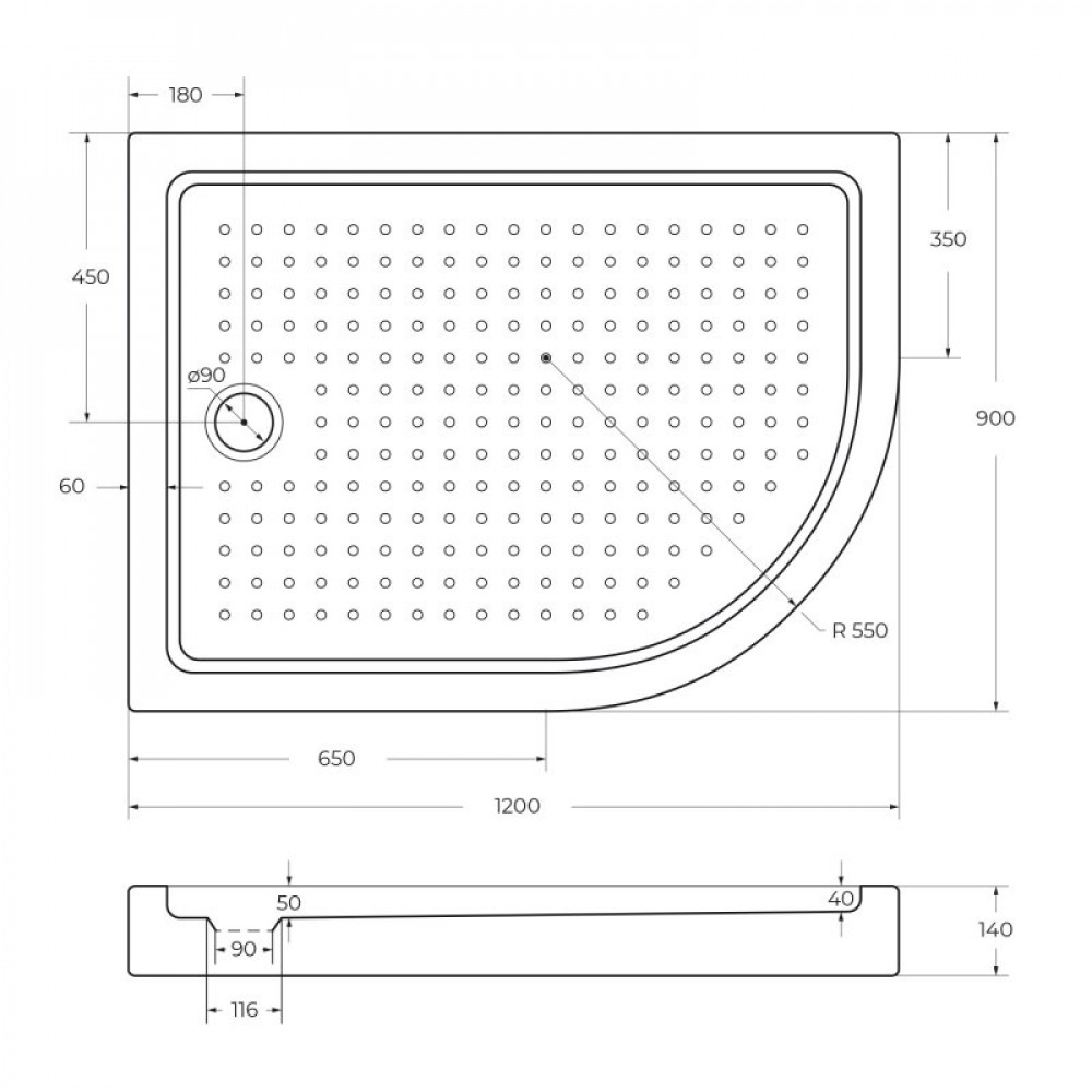 АКРИЛОВЫЙ ПОДДОН CEZARES TRAY-A-RH-15-W