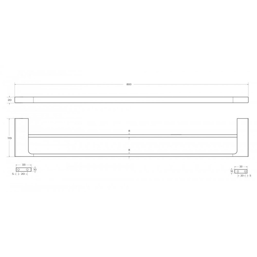 Полотенцедержатель двойной 80 см CEZARES SLIDER-THD-80