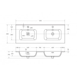 Мебель для ванной CEZARES DUET-N  с четырьмя ящиками и двумя чашами 120, 140 см