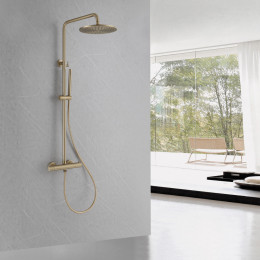 Душевая стойка с термостатом, без излива, золото матовое, ABBER Wasser Kreis AF8160B