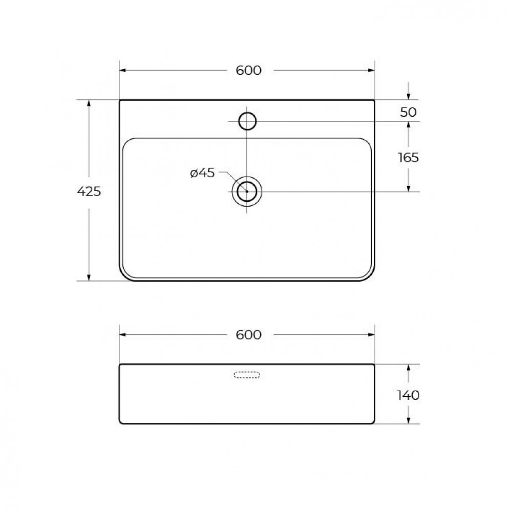 Раковина накладная BELBAGNO BB1338 600x425x140