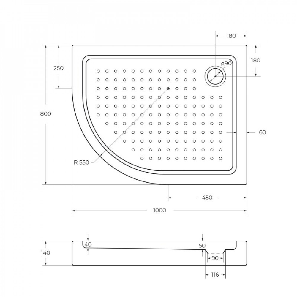 АКРИЛОВЫЙ ПОДДОН CEZARES TRAY-A-RH-15-W